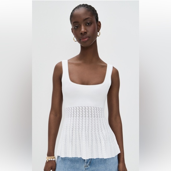 STAUD Tops - NWT Staud Ellen White Sleeveless Knit Top